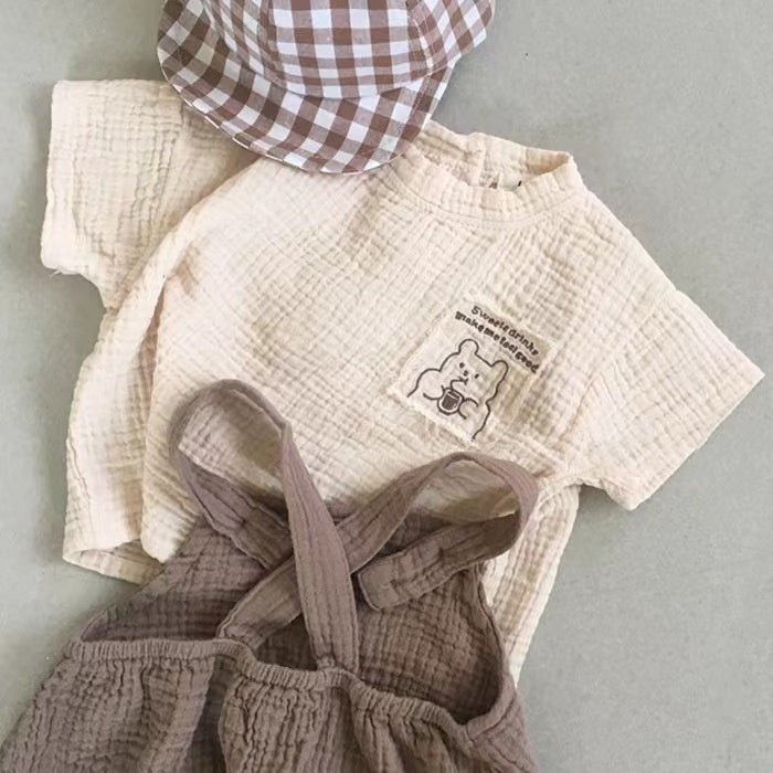 Short Sleeves For Baby And Infants Suspender Pants Two-piece Suit