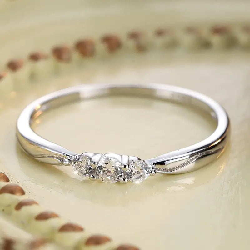 Silver Ripple Wave Gang Drill Small Ring