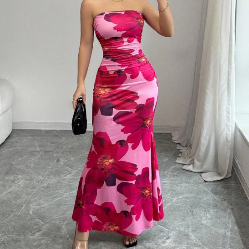 Fit Long Top Tight Flower Dress