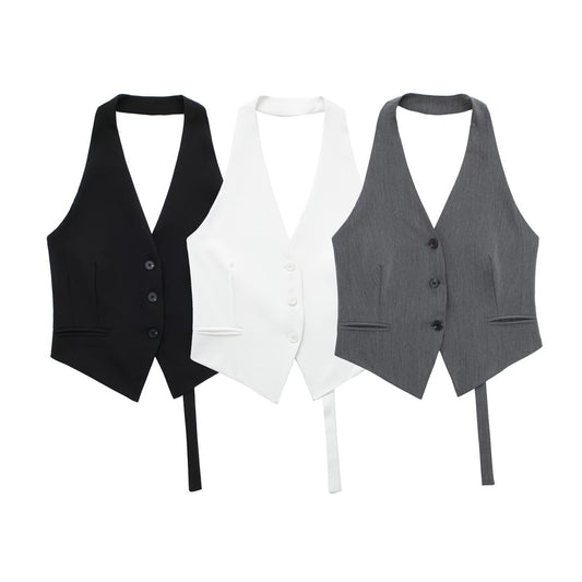 Backless Hanging Collar Vest Jacket
