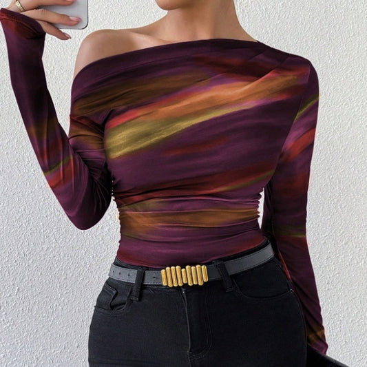 Print Long Sleeve T-Shirt Graphic Tees
