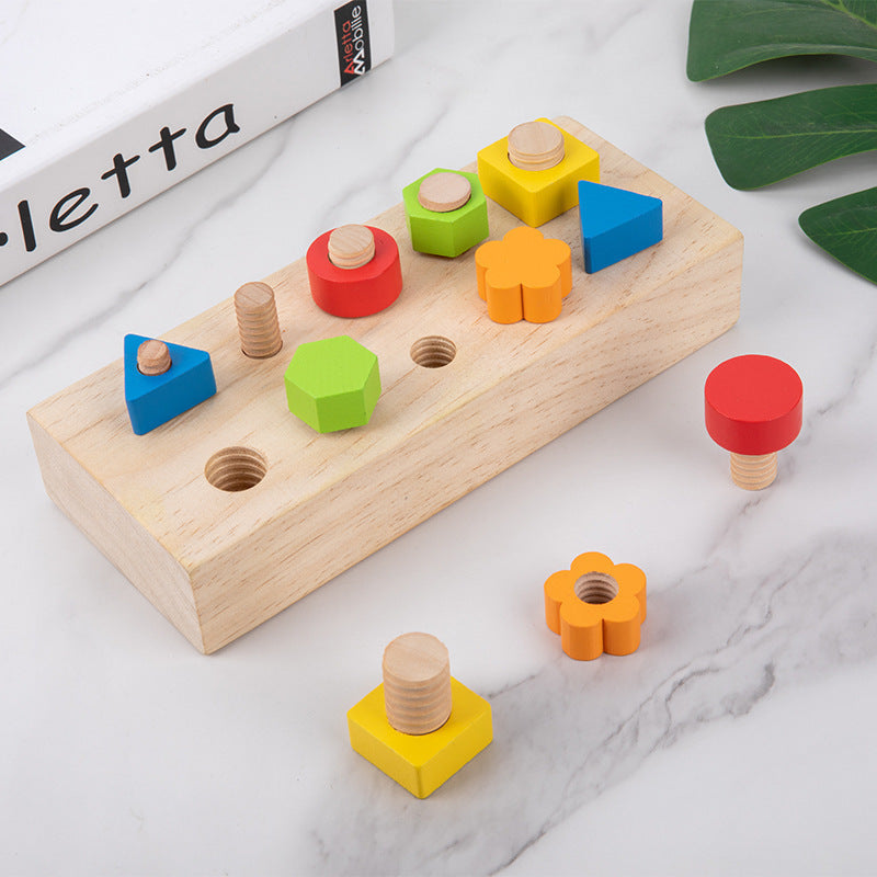 Wooden Boys And Girls Nut Thread Combination Toy