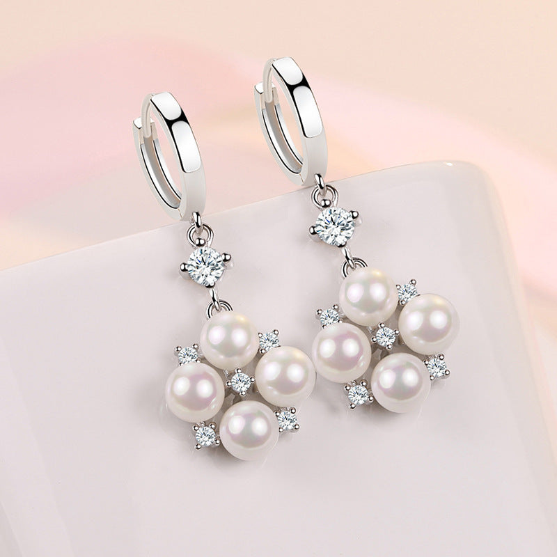 Rhinestone Pearl Earrings New