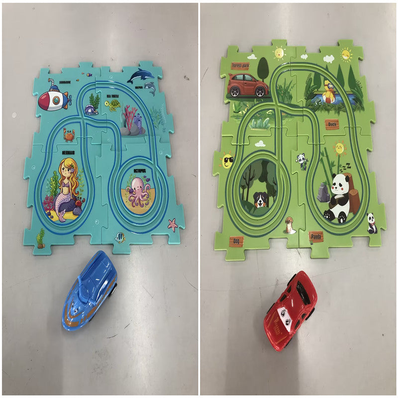 Children Puzzle Electric Car Automatic Rail City Scene Construction Education Toy Gift