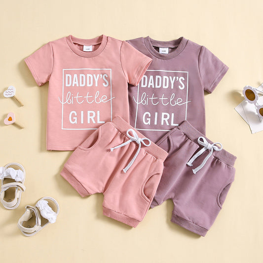 Boys And Girls Letter Printing T-shirt Shorts Set