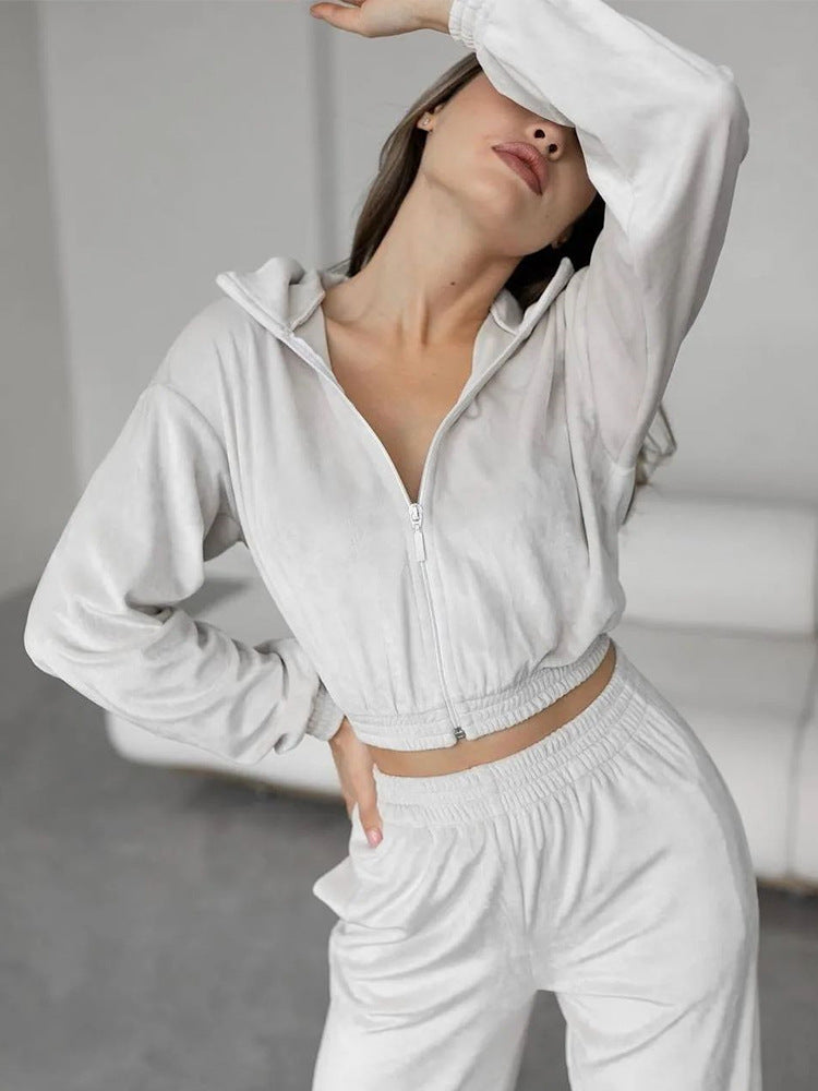 Women's Long-sleeved Lapel Zipper Cardigan Sweater