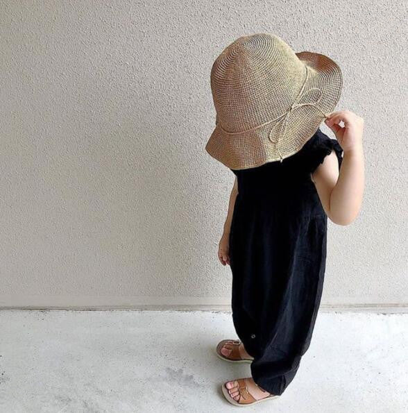 Casual Flounced Sleeve Lace  Cotton And Linen Romper