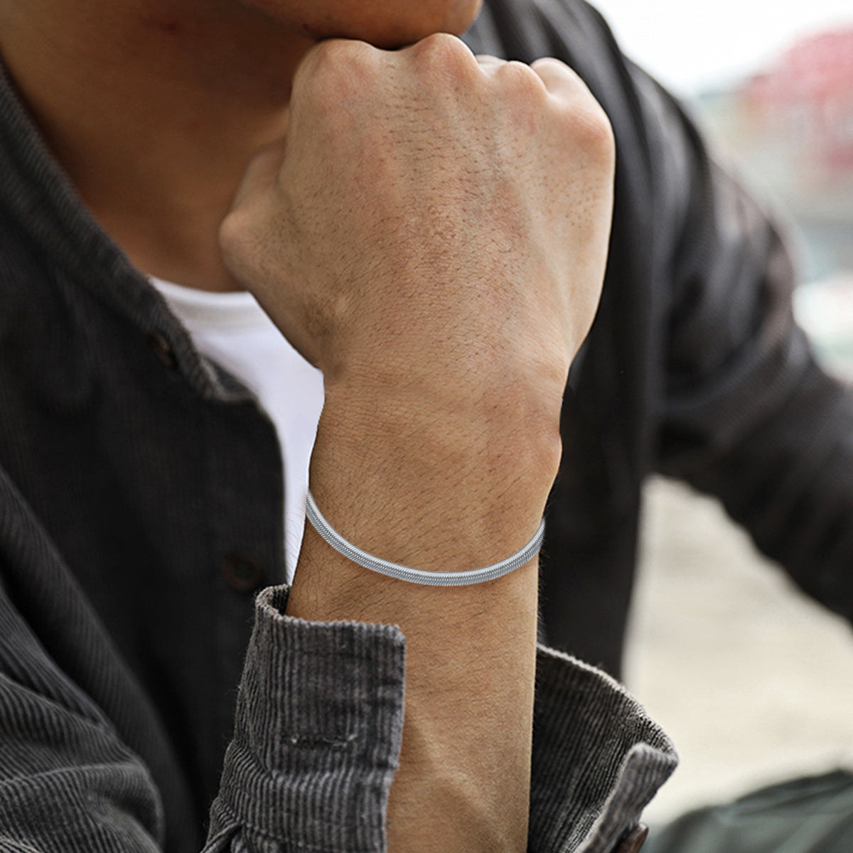 Sterling Silver Flexible Link Chain Bracelet