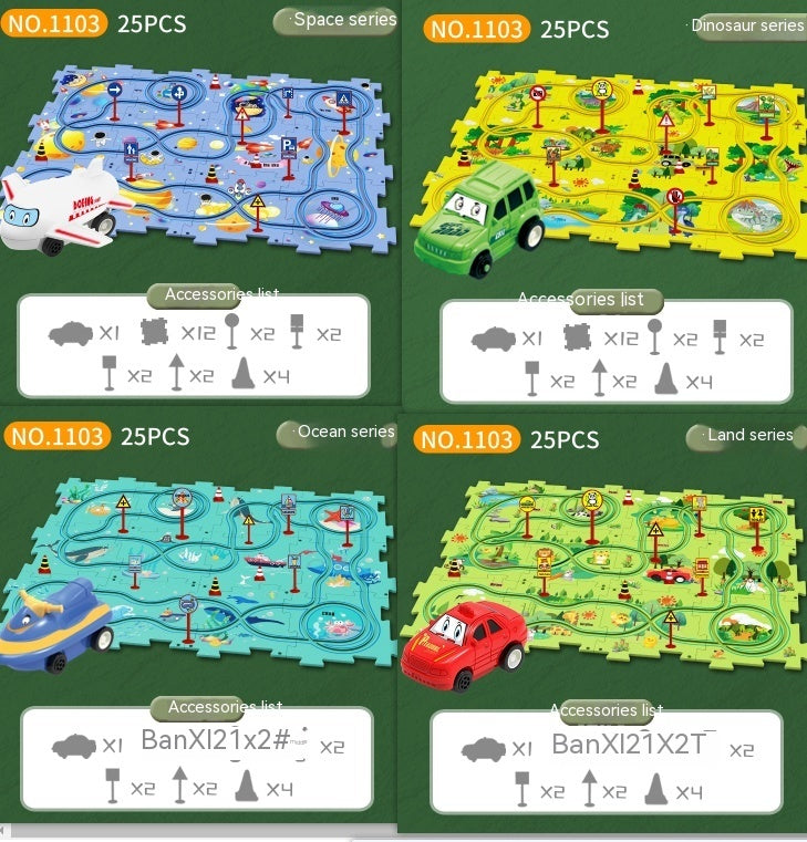 Children Puzzle Electric Car Automatic Rail City Scene Construction Education Toy Gift