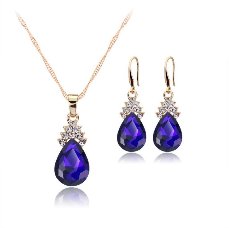 Diamond Crystal Necklace Earrings Set