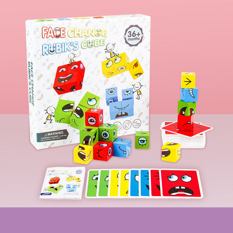 Wooden Expressions Toy Wooden Magic Cube Face