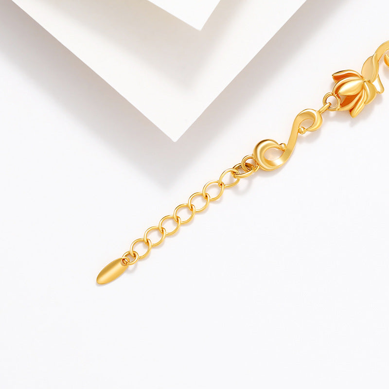 Alloy Plated Gloden Lotus Bracelet