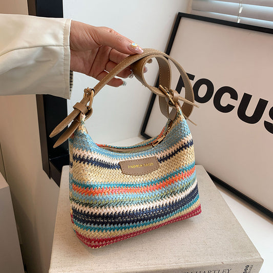 Fashion Color Contrast Woven Bag