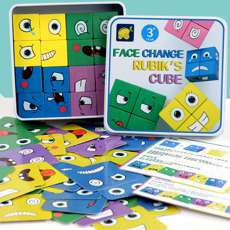Wooden Expressions Toy Wooden Magic Cube Face