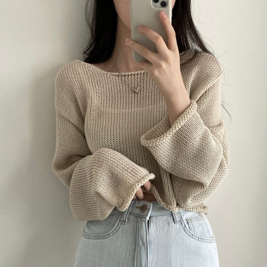 Off-neck CasualBlouse Thin Knitted Top