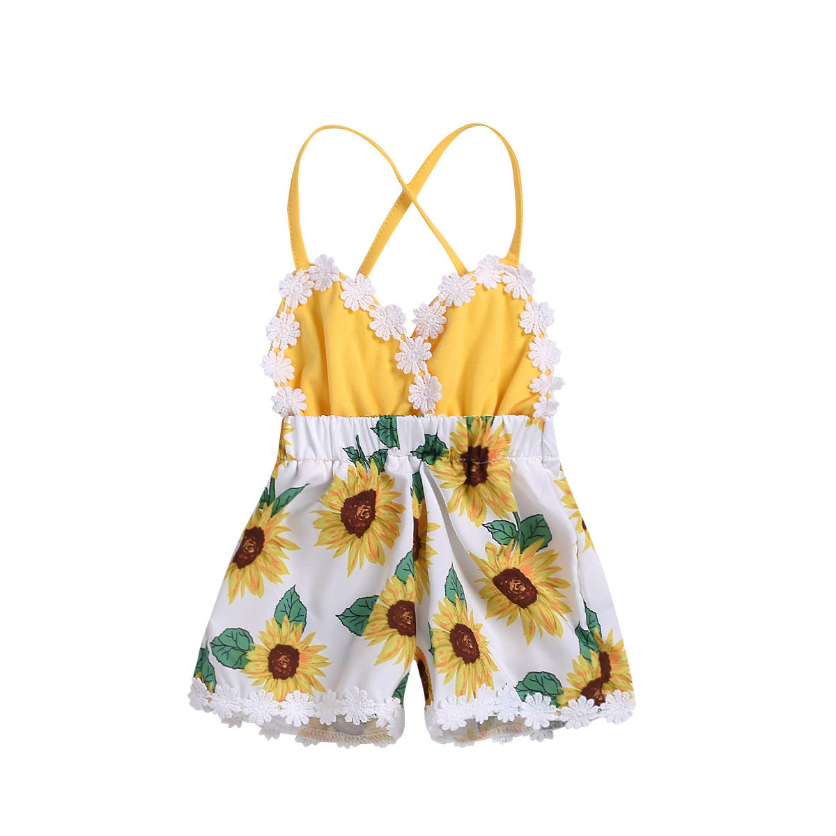 Children Sunflower Sling Lace Jumpsuit