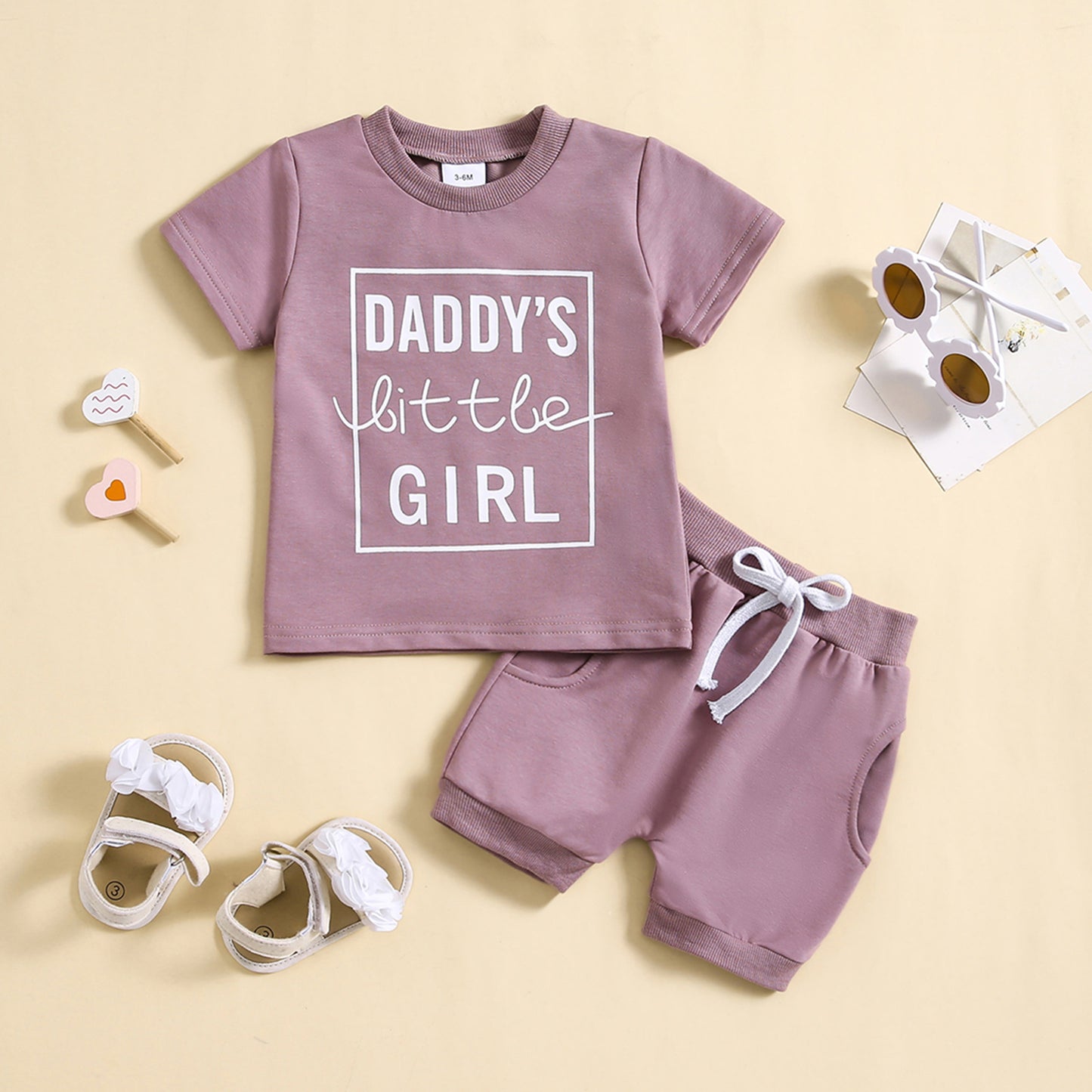 Boys And Girls Letter Printing T-shirt Shorts Set