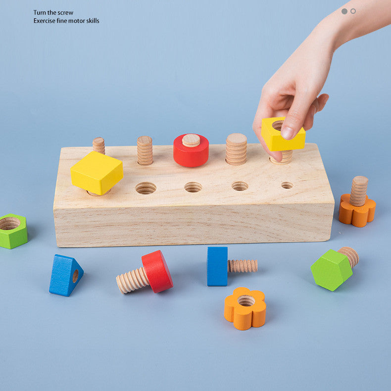 Wooden Boys And Girls Nut Thread Combination Toy