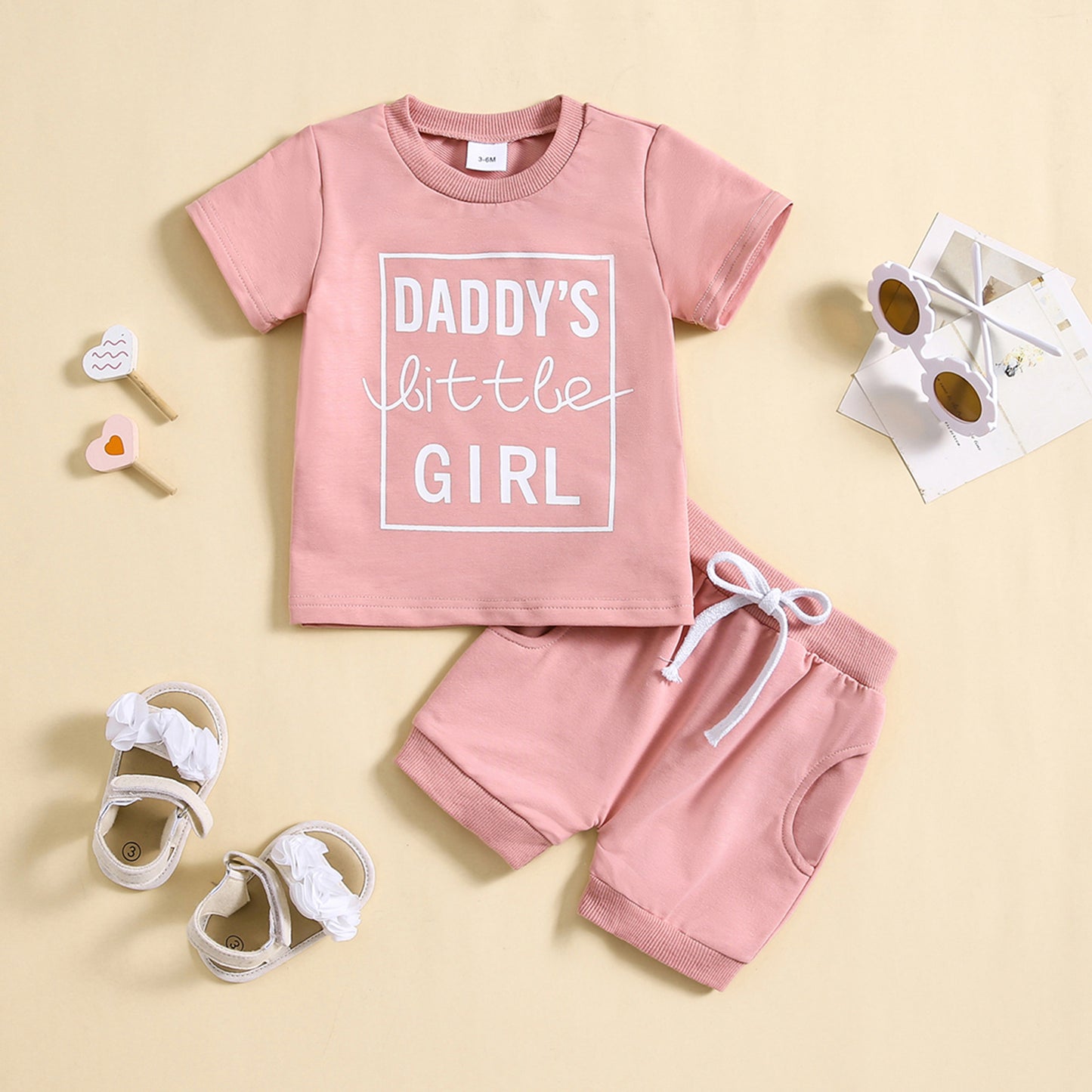 Boys And Girls Letter Printing T-shirt Shorts Set
