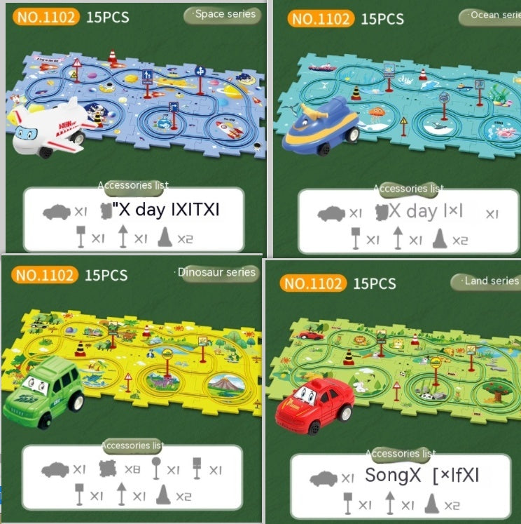 Children Puzzle Electric Car Automatic Rail City Scene Construction Education Toy Gift