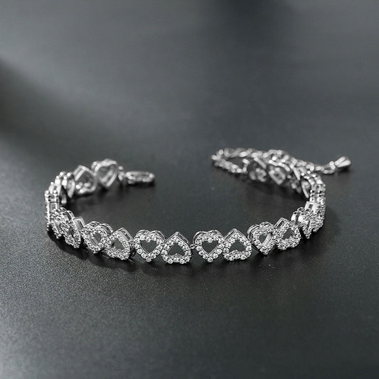 Diamond Bracelet With Full Diamond Heart