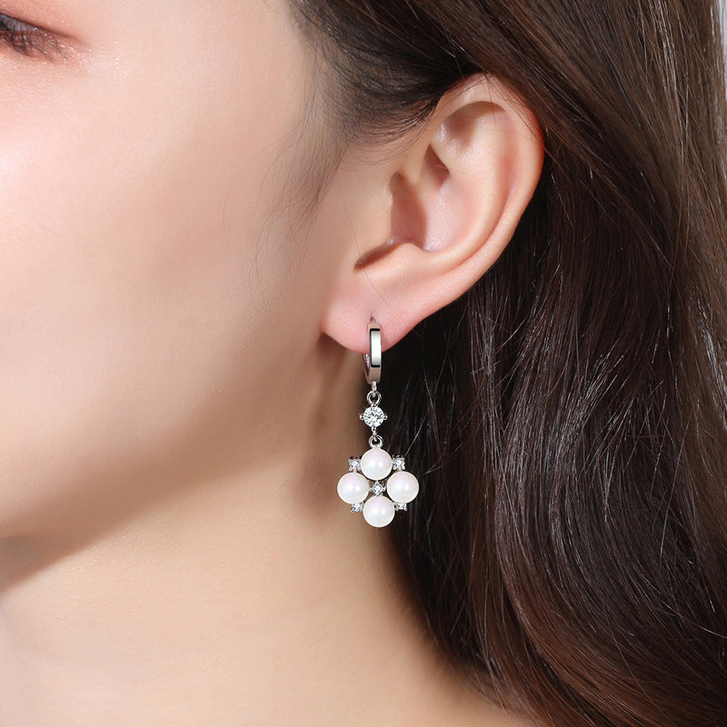 Rhinestone Pearl Earrings New