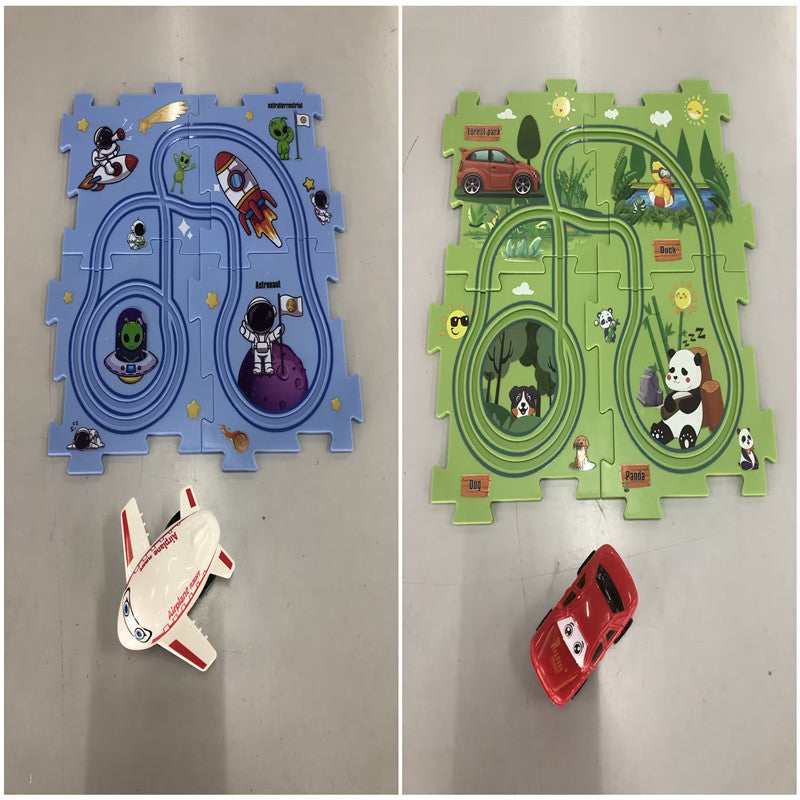 Children Puzzle Electric Car Automatic Rail City Scene Construction Education Toy Gift