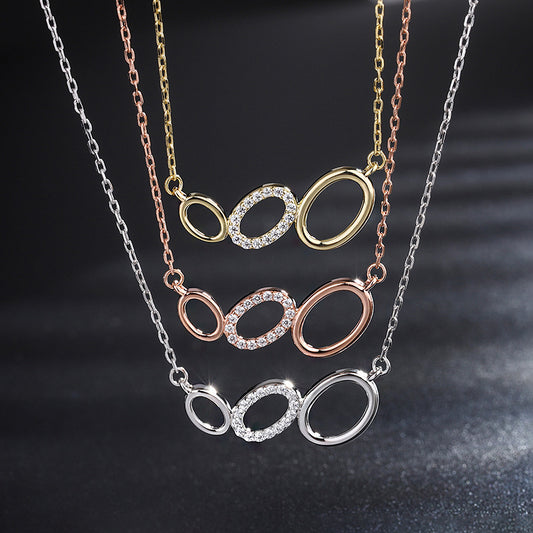 Sterling Silver Three-ring Necklace