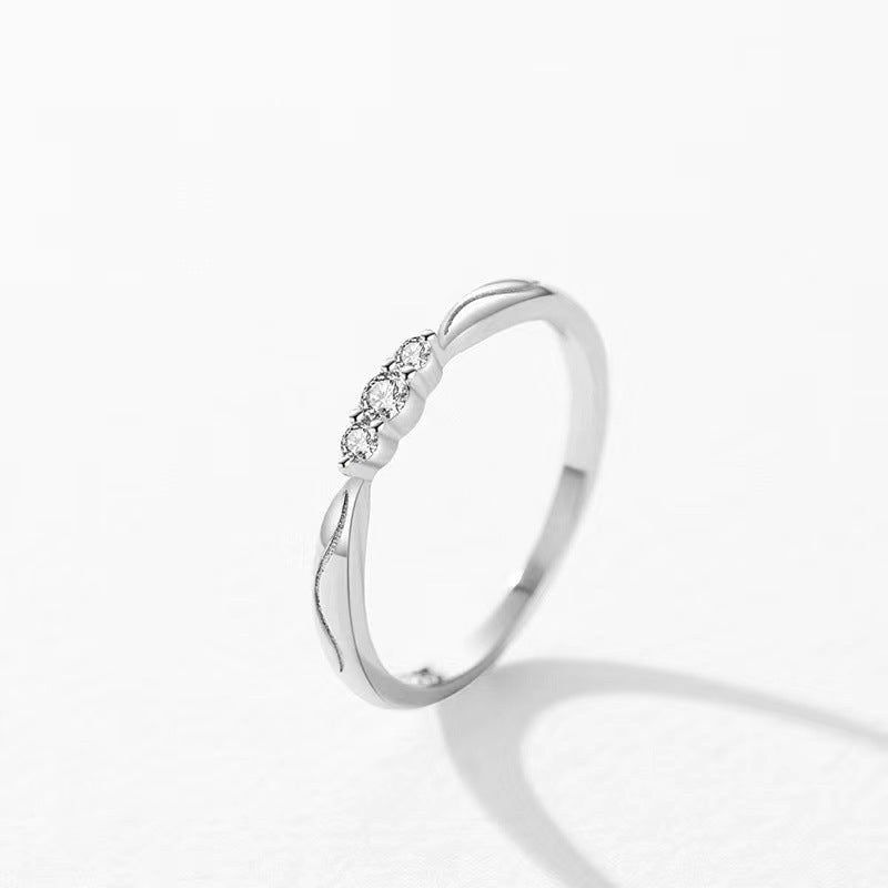 Silver Ripple Wave Gang Drill Small Ring