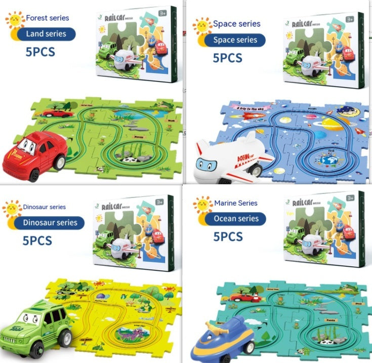 Children Puzzle Electric Car Automatic Rail City Scene Construction Education Toy Gift