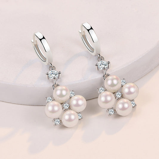 Rhinestone Pearl Earrings New