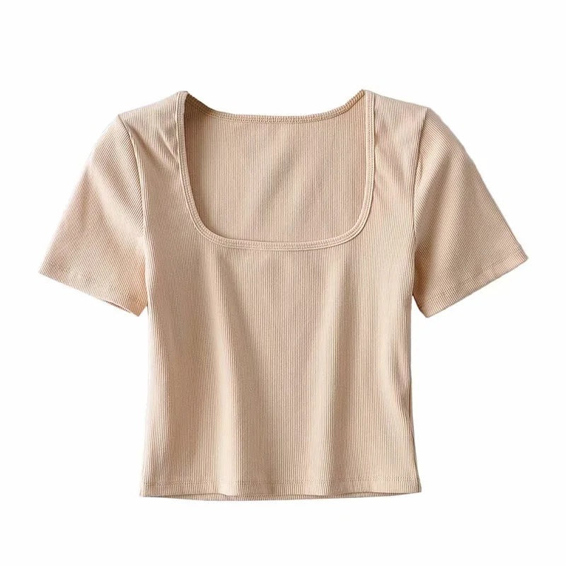 Summer Cropped Square Neck T-shirt