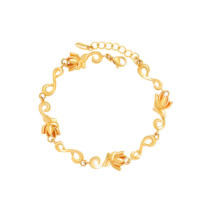 Alloy Plated Gloden Lotus Bracelet