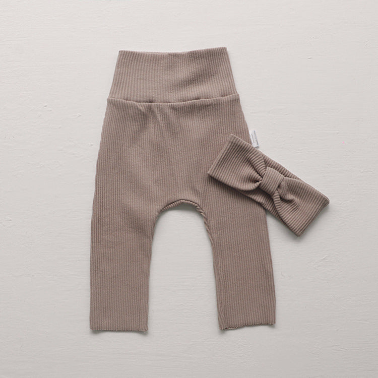 Leggings Girls Solid Color High-waisted Trousers