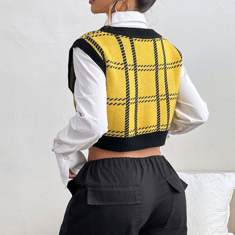 Women's V-neck Plaid Waistcoat