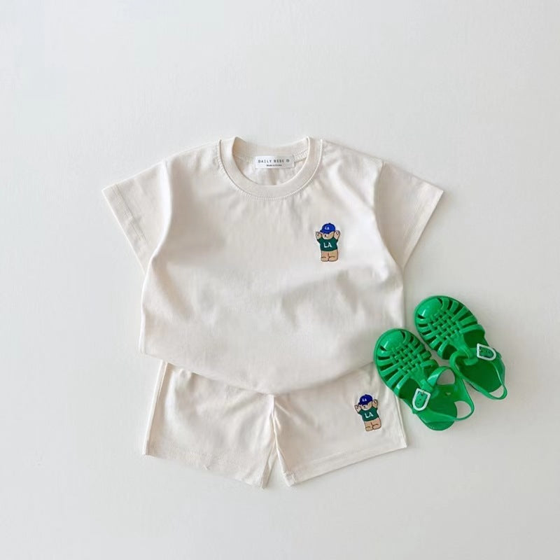 Cotton Casual Bear Short Sleeve Suit
