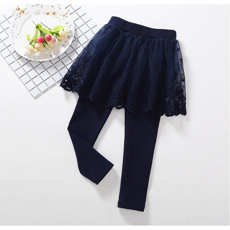 Girls Leggings Cotton Lace Skirt Pants