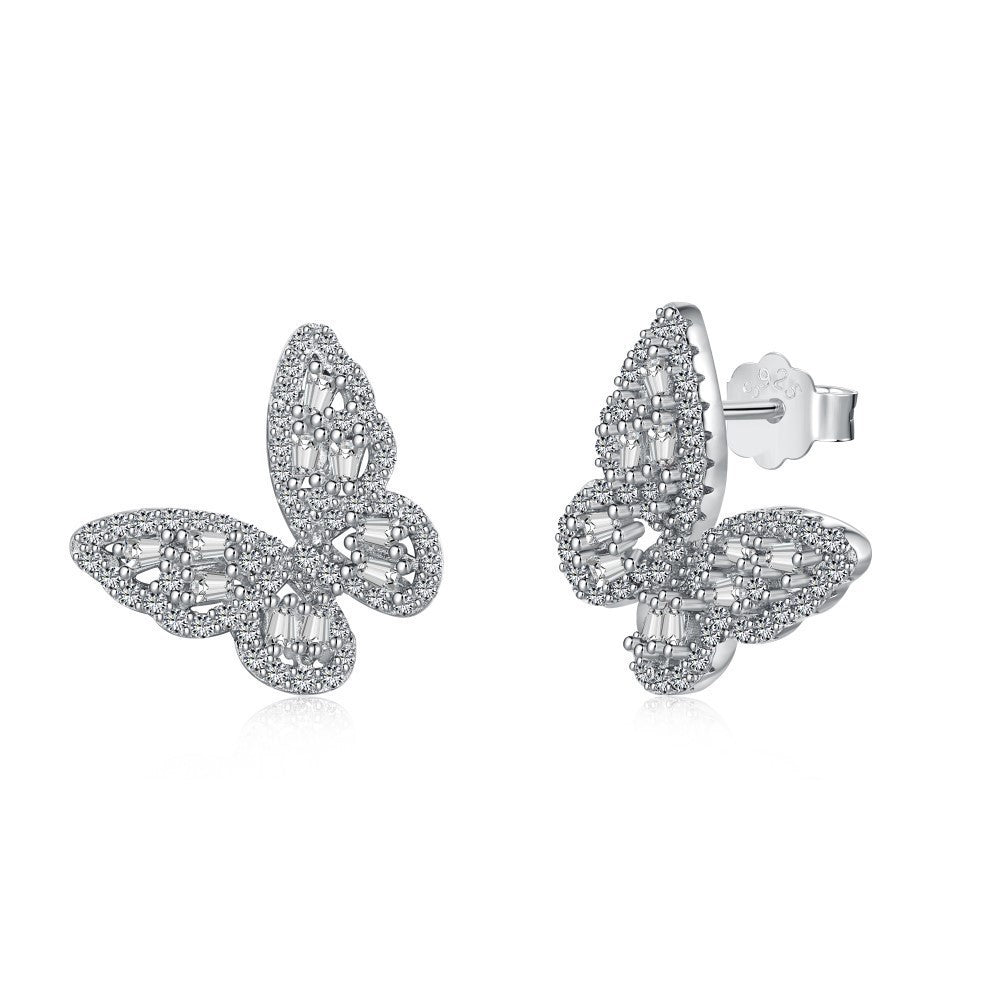 Sterling Silver Stud Earrings Zircon