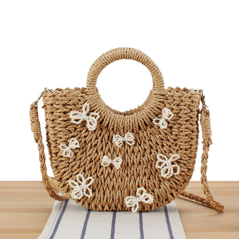 Semicircle Paper-string Woven Beach Handmade Bag