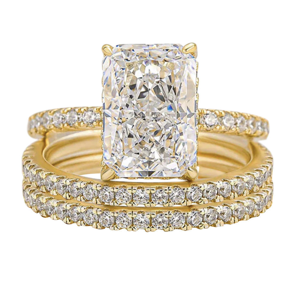 Silver Super Shiny Ice Flower Cut Zircon Ring