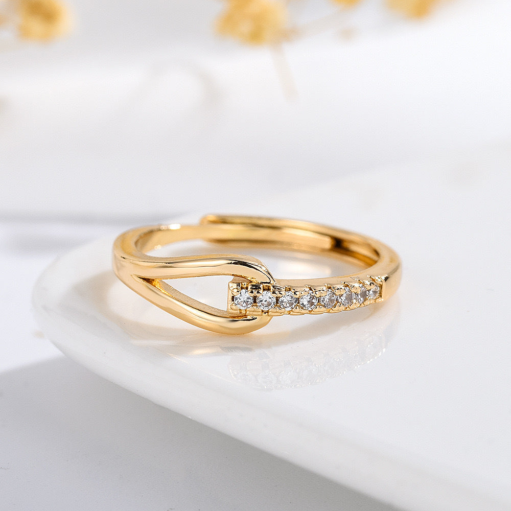 Diamond-embedded Open Ring