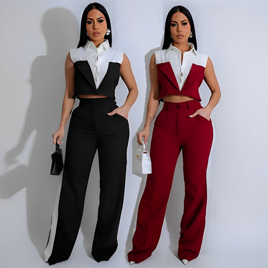 Pocket Casual Trousers Two-piece Set