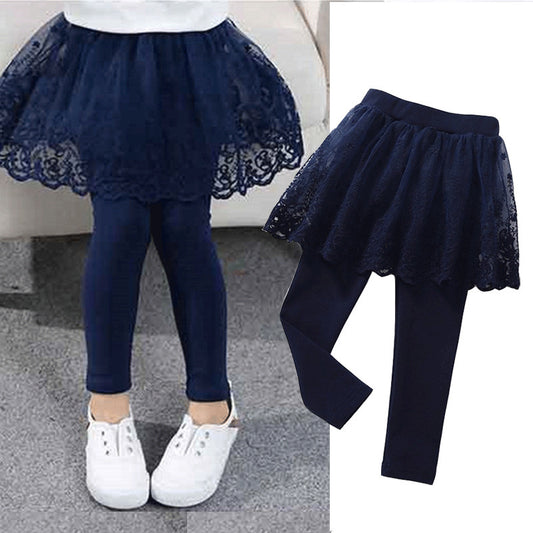 Girls Leggings Cotton Lace Skirt Pants
