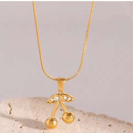 Stainless Steel Cherry Necklace