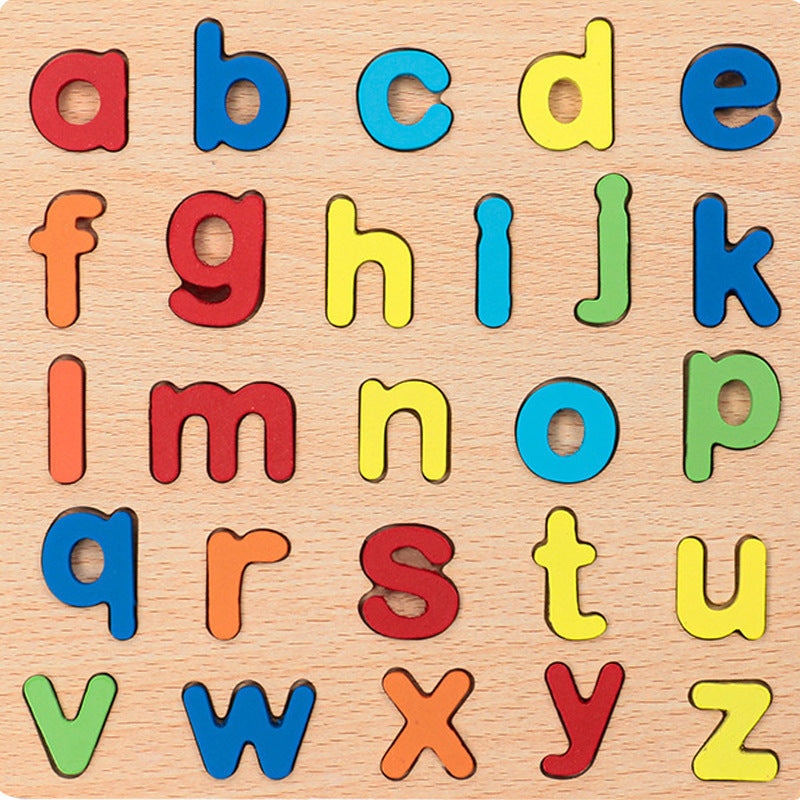 Wooden Numbers Letters Puzzle Board Educational Toys