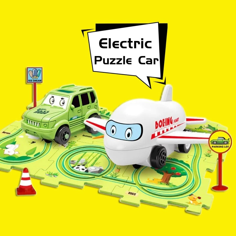 Children Puzzle Electric Car Automatic Rail City Scene Construction Education Toy Gift