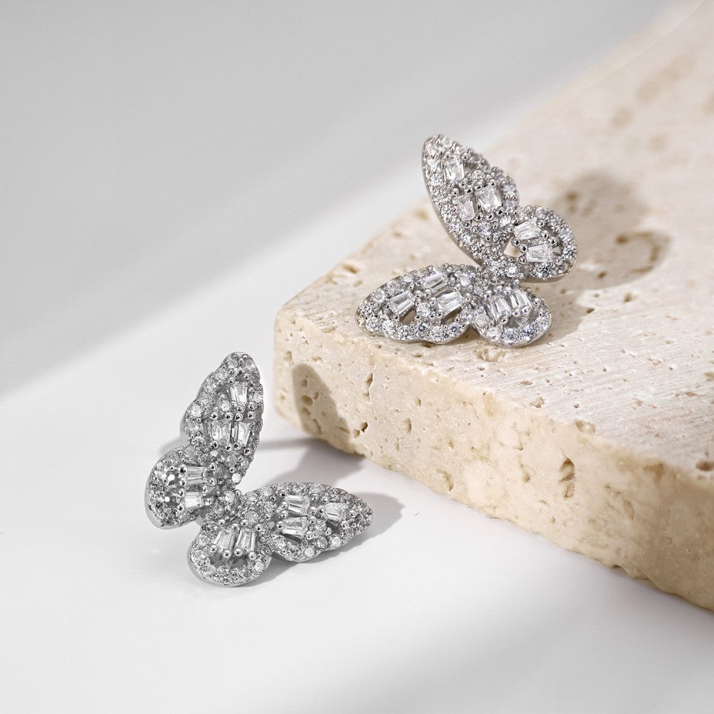 Sterling Silver Stud Earrings Zircon