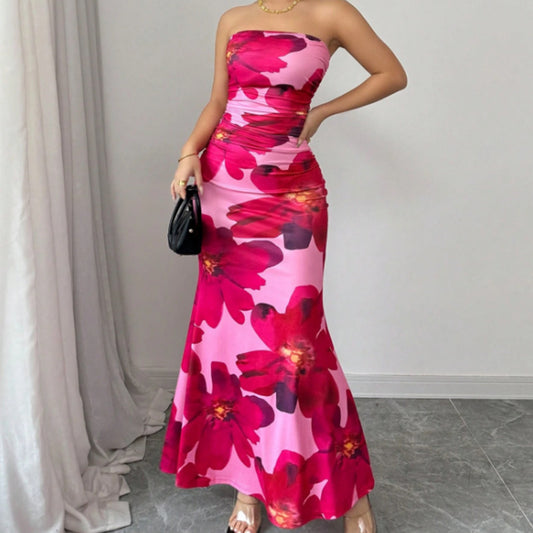 Fit Long Top Tight Flower Dress