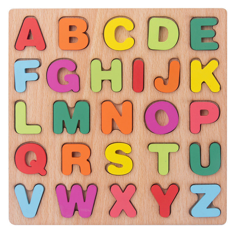 Wooden Numbers Letters Puzzle Board Educational Toys