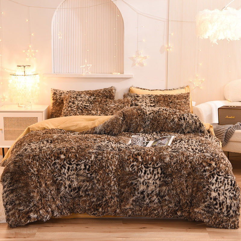 Luxury Thick Fleece Duvet Cover Winter Warm Bed Fluffy Plush Bedclothes